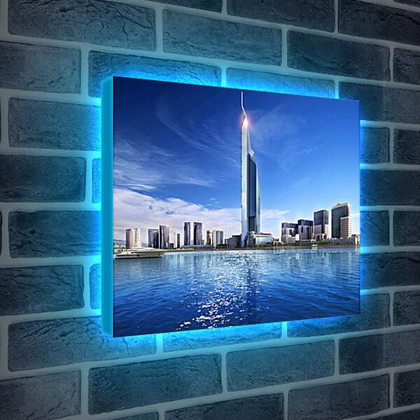 Лайтбокс световая панель - Небоскрёб возле воды. Дубай