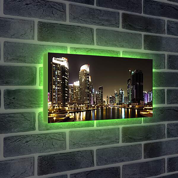 Лайтбокс световая панель - Небоскрёбы вдоль воды. Дубай