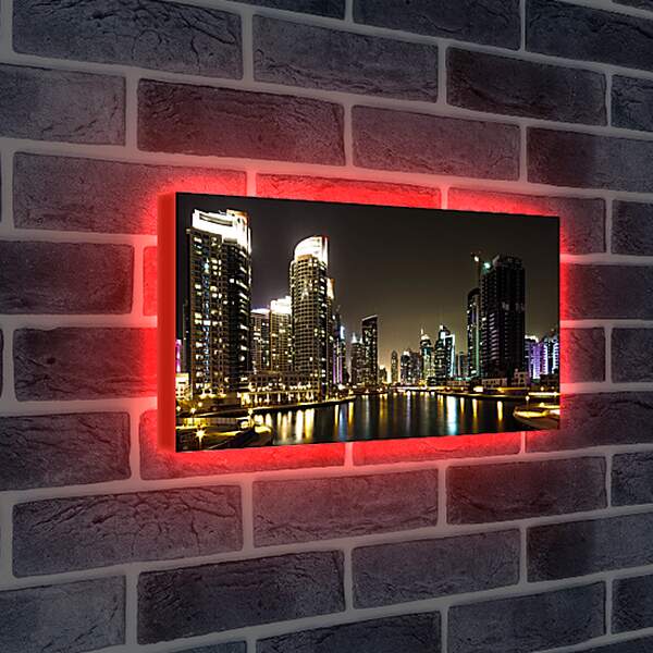 Лайтбокс световая панель - Небоскрёбы вдоль воды. Дубай