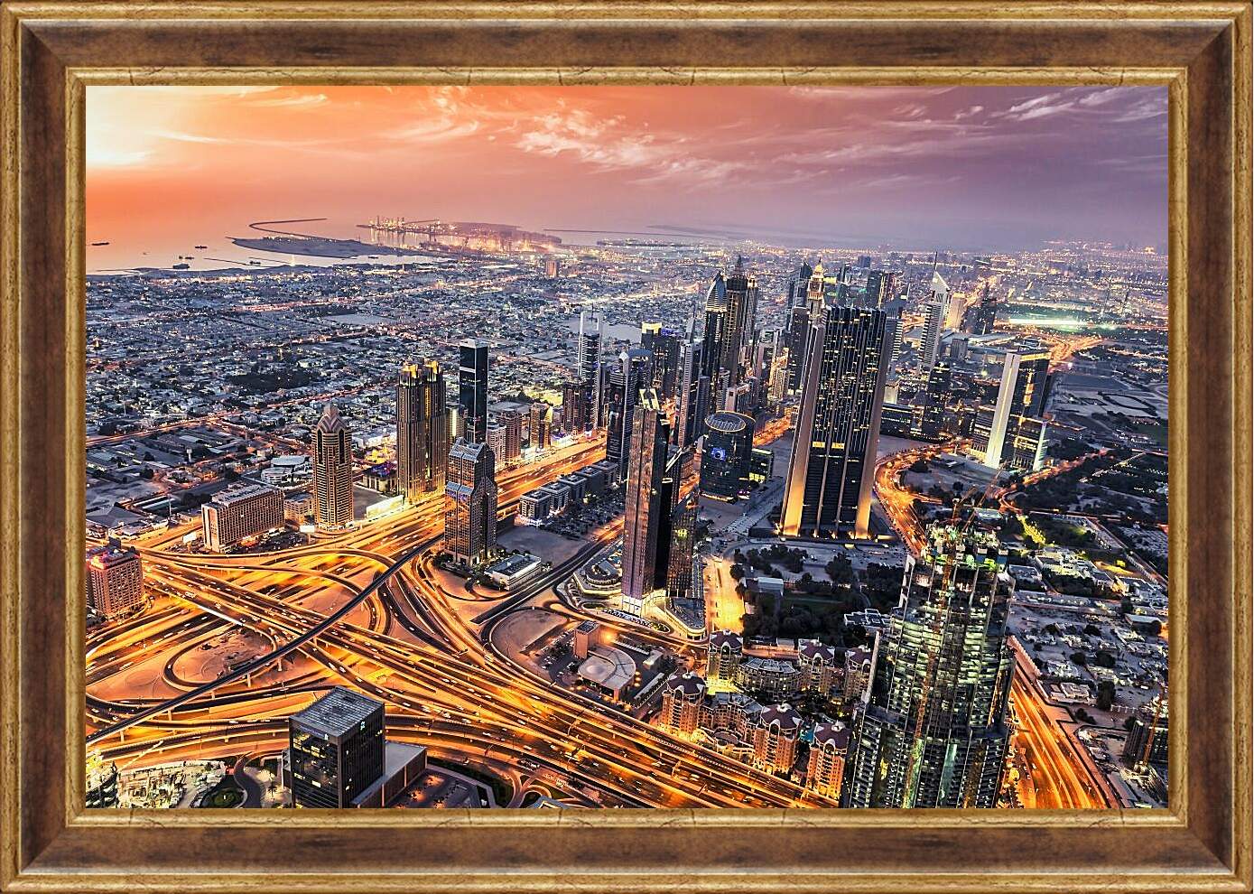 Картина в раме - Город с высоты. Дубай