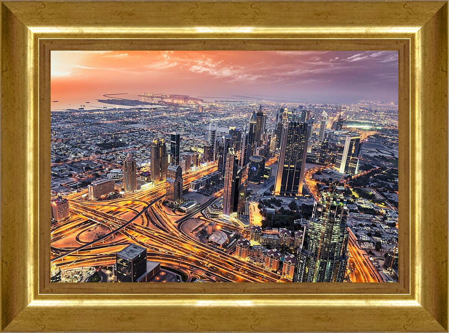 Картина в раме - Город с высоты. Дубай