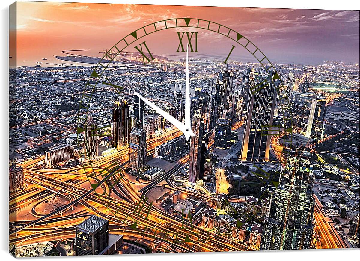 Часы картина - Город с высоты. Дубай