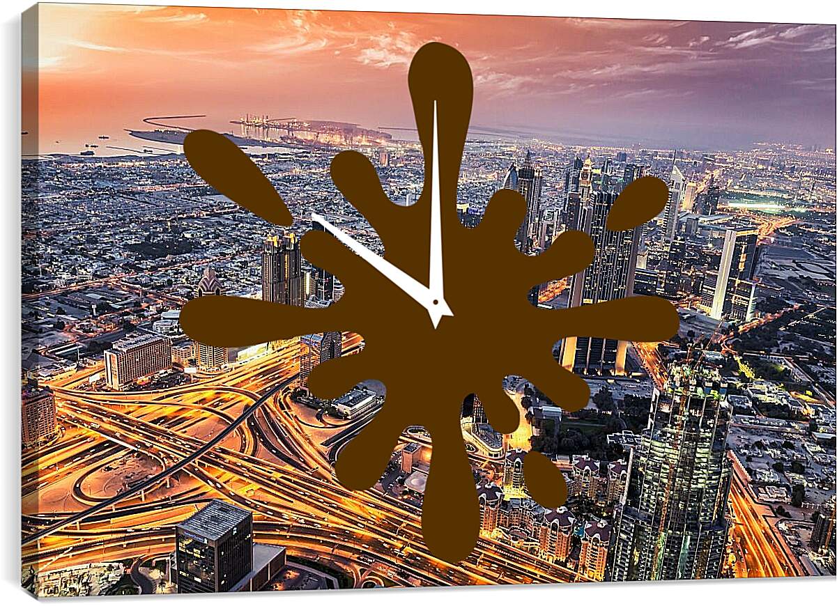 Часы картина - Город с высоты. Дубай