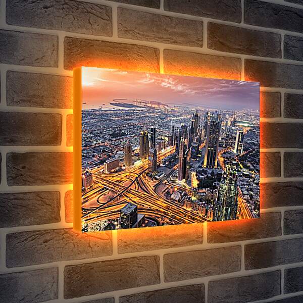 Лайтбокс световая панель - Город с высоты. Дубай