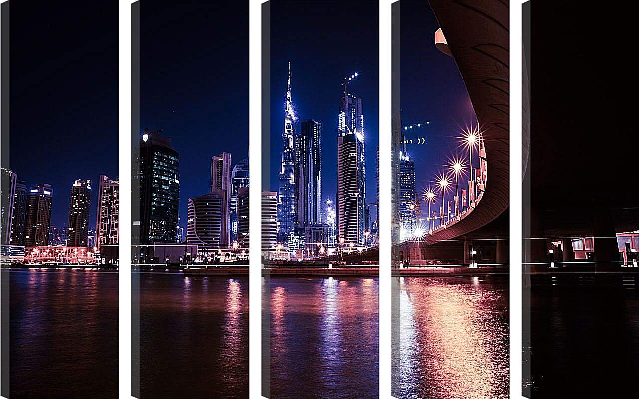 Модульная картина - Набережная на фоне небоскрёбов. Дубай