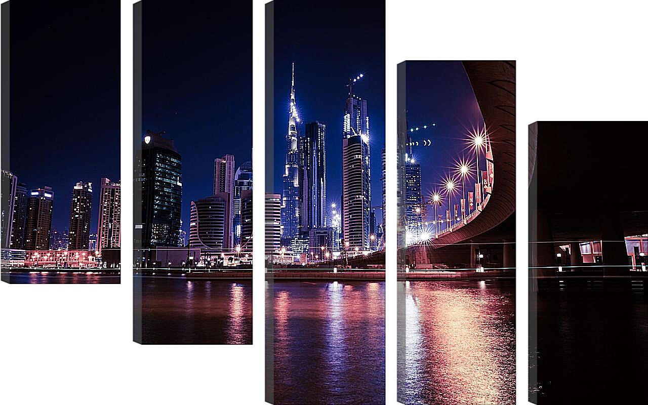 Модульная картина - Набережная на фоне небоскрёбов. Дубай