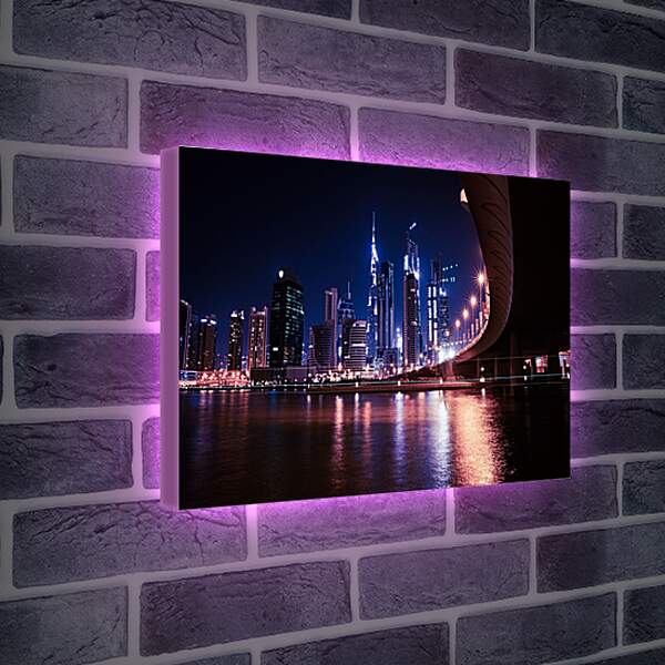 Лайтбокс световая панель - Набережная на фоне небоскрёбов. Дубай