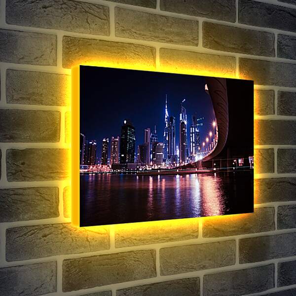 Лайтбокс световая панель - Набережная на фоне небоскрёбов. Дубай