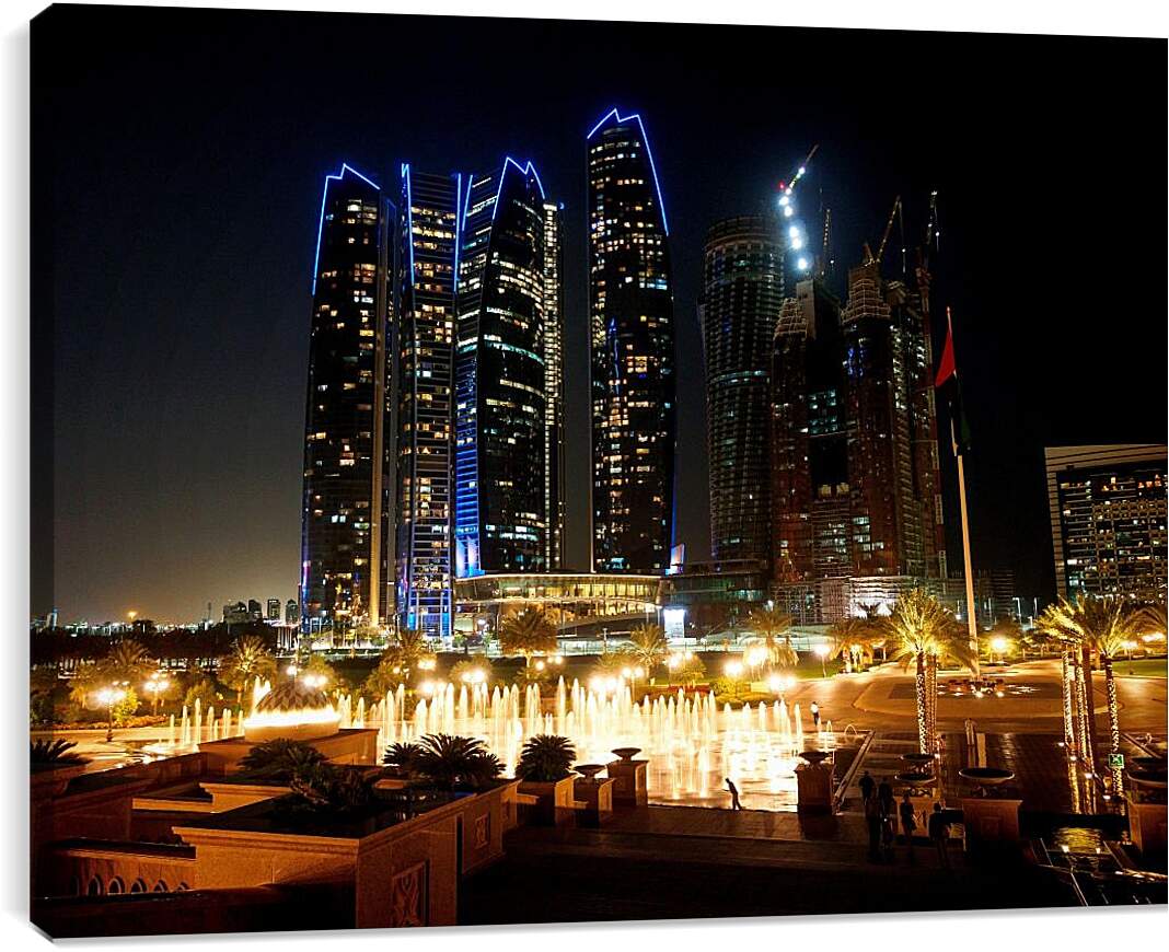 Постер и плакат - Ночные фонтаны города. Дубай