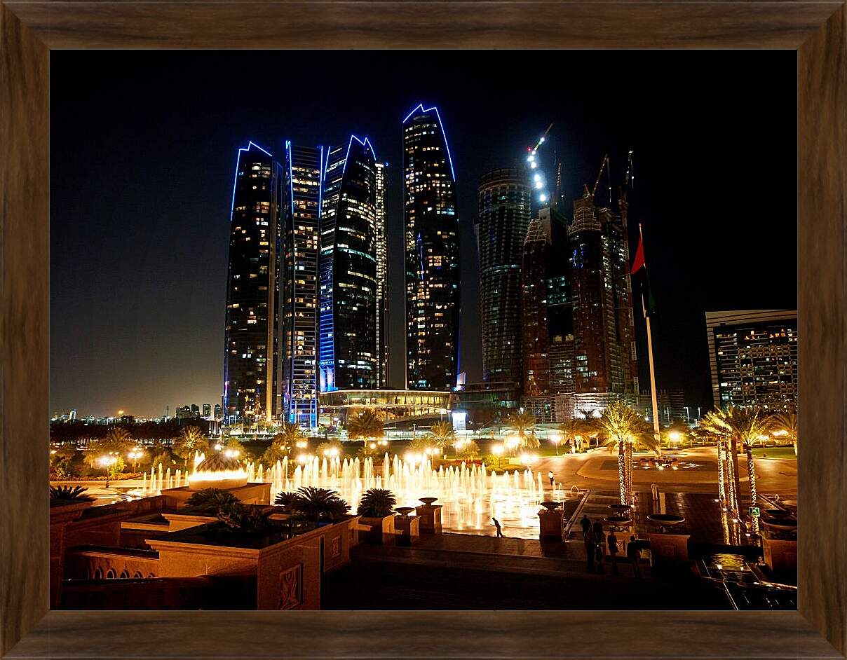 Картина в раме - Ночные фонтаны города. Дубай