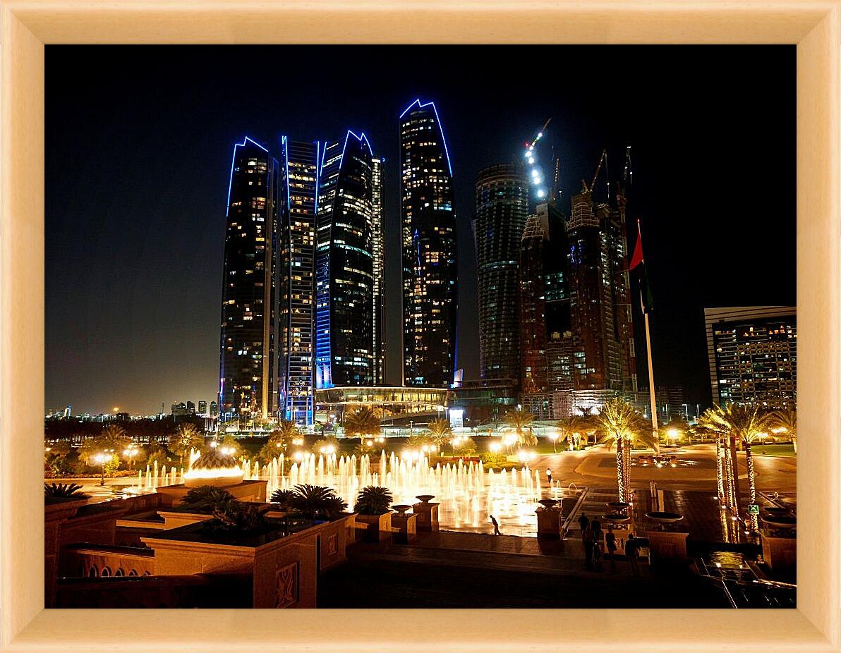 Картина в раме - Ночные фонтаны города. Дубай