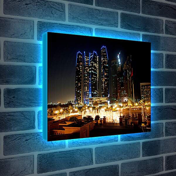 Лайтбокс световая панель - Ночные фонтаны города. Дубай