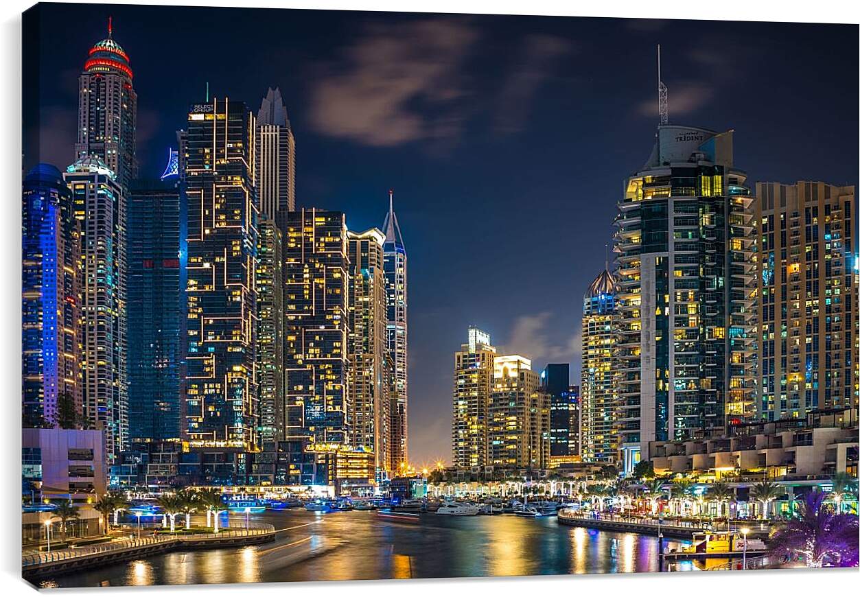 Постер и плакат - Город под ночным небом. Дубай