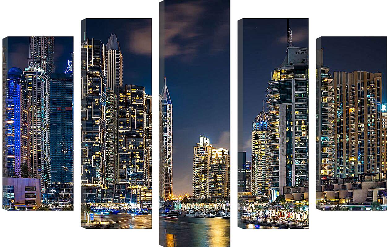 Модульная картина - Город под ночным небом. Дубай