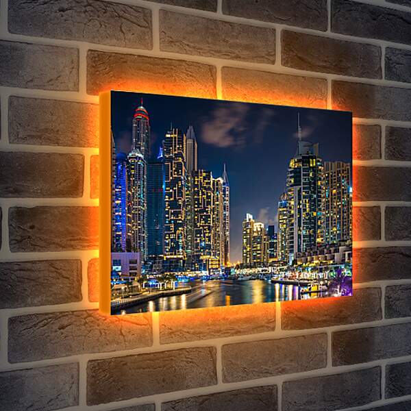 Лайтбокс световая панель - Город под ночным небом. Дубай