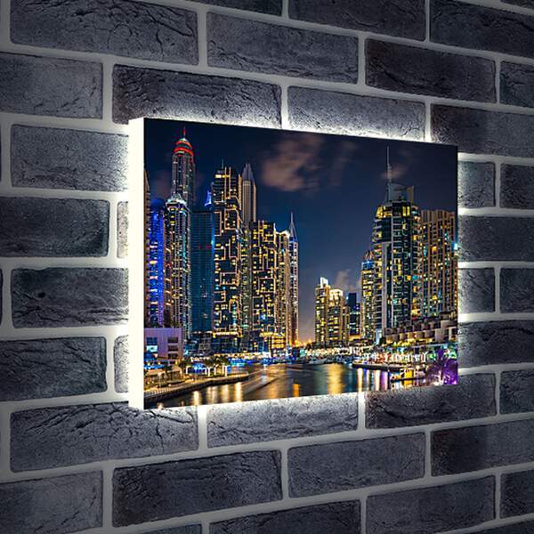 Лайтбокс световая панель - Город под ночным небом. Дубай