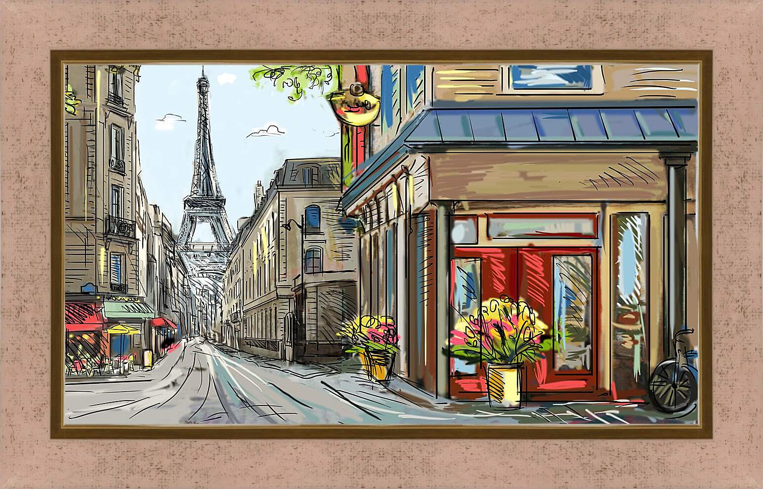 Картина в раме - Улица Парижа