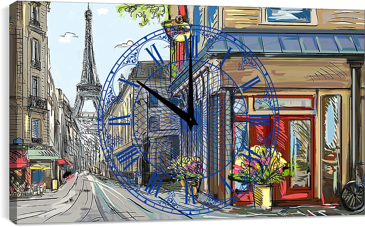 Часы картина - Улица Парижа