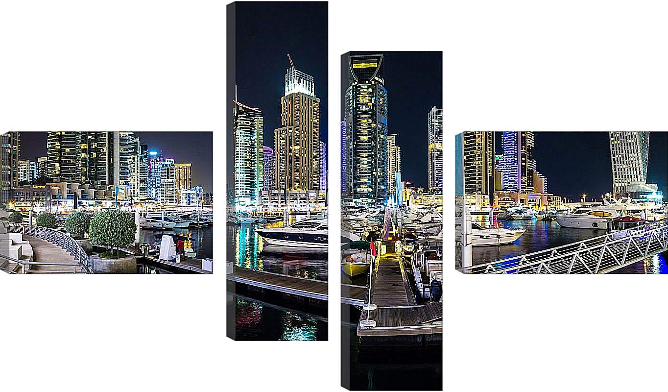 Модульная картина - Яхты на фоне небоскрёбов. Дубай