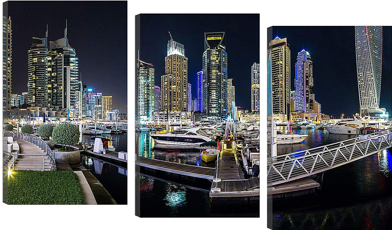 Модульная картина - Яхты на фоне небоскрёбов. Дубай