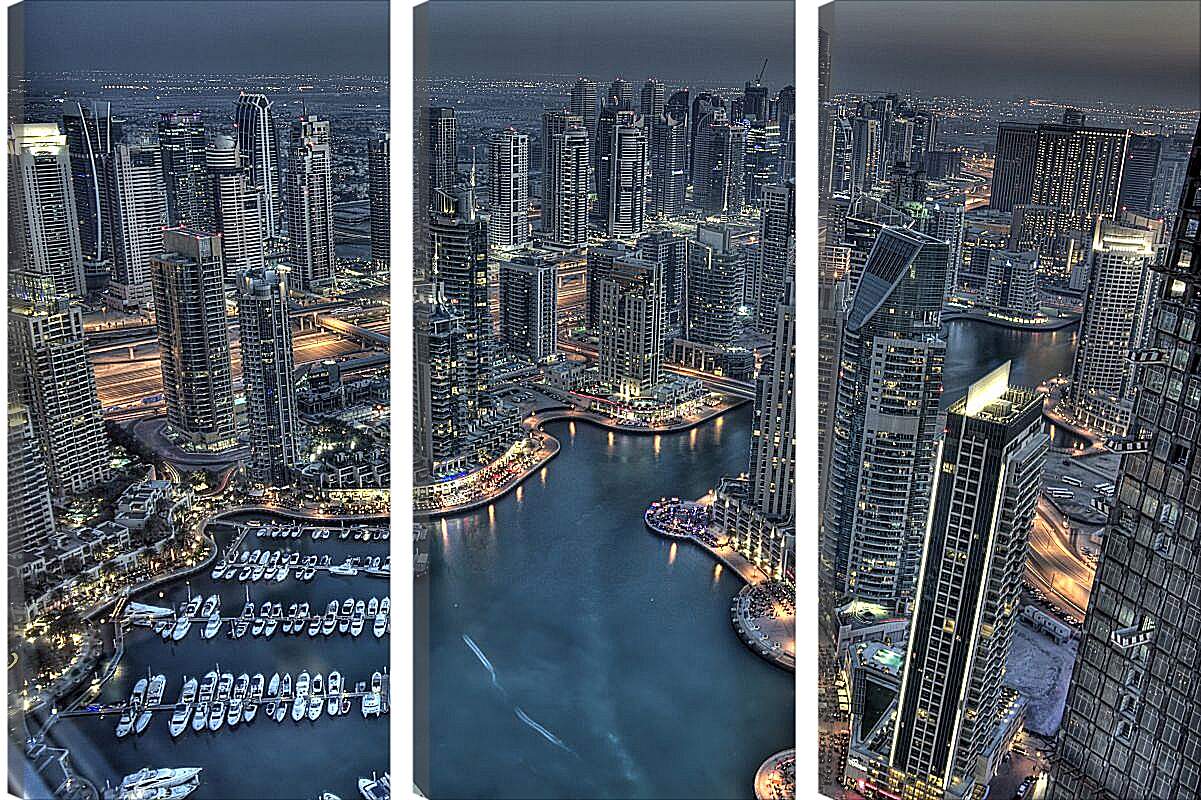 Модульная картина - Вид на ночной город с высоты. Дубай