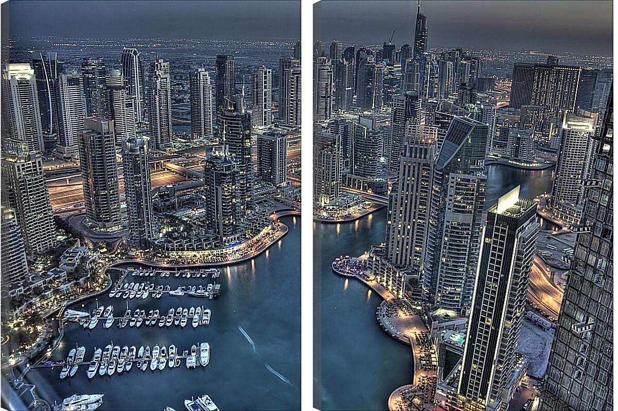 Модульная картина - Вид на ночной город с высоты. Дубай