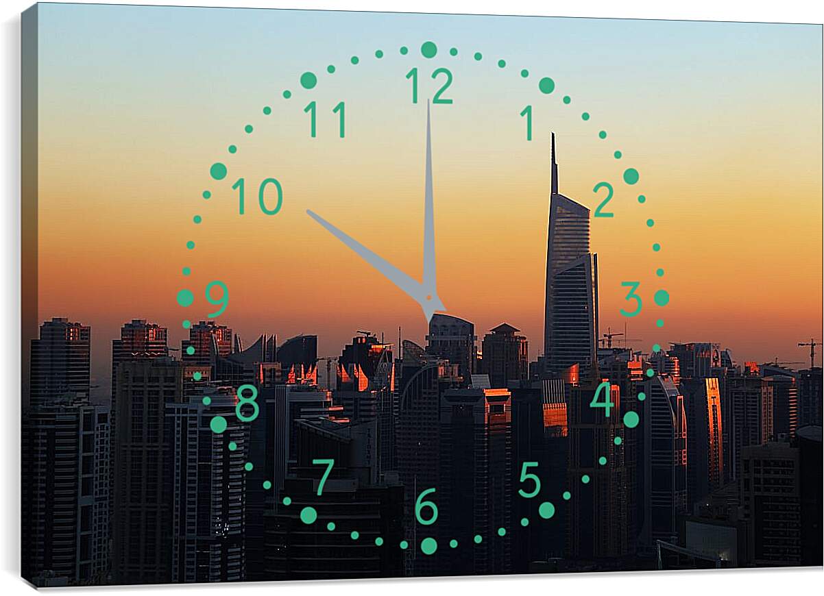 Часы картина - Город без подсветки. Дубай