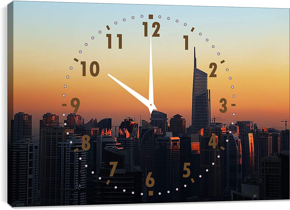 Часы картина - Город без подсветки. Дубай