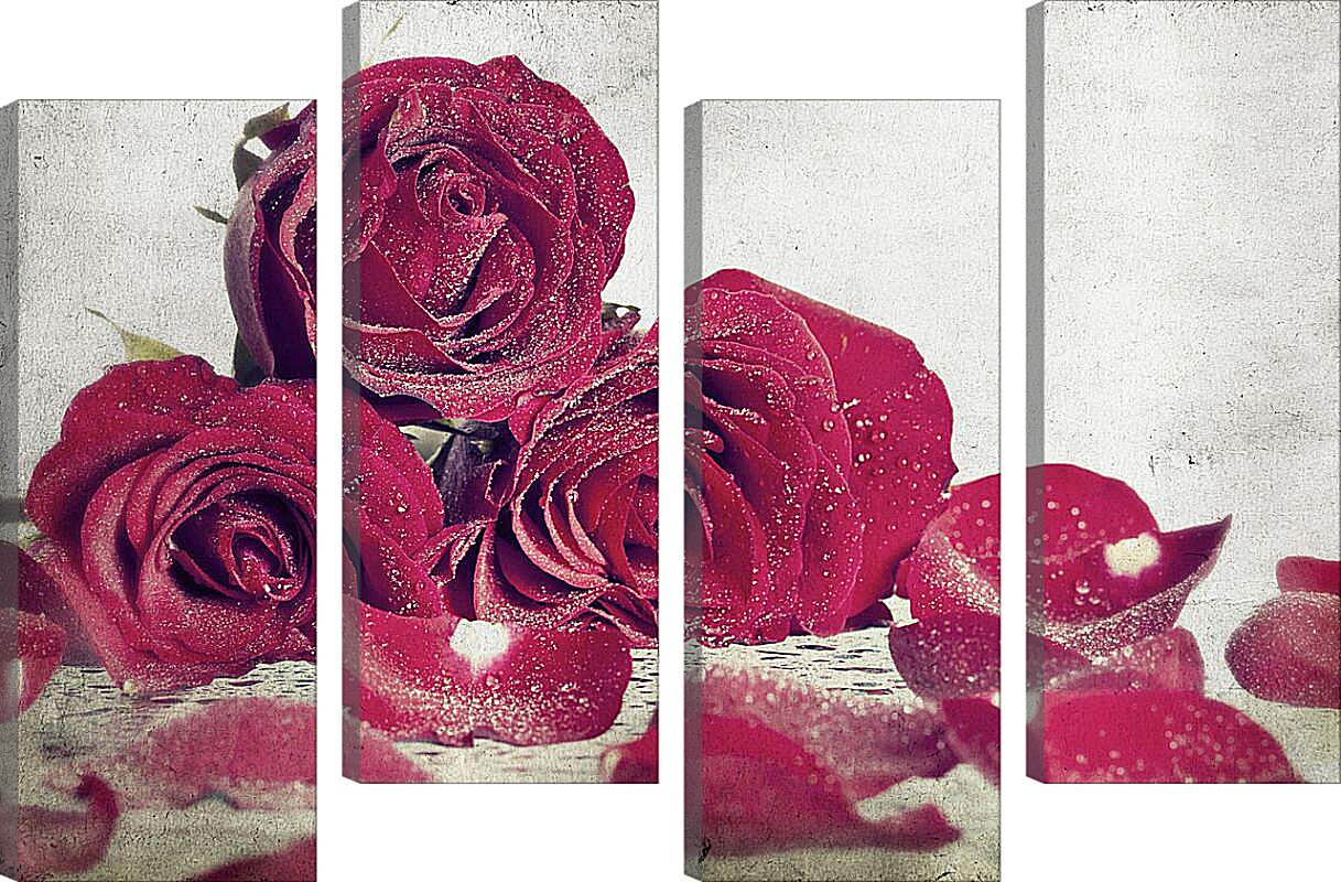 Модульная картина - Розы в инее
