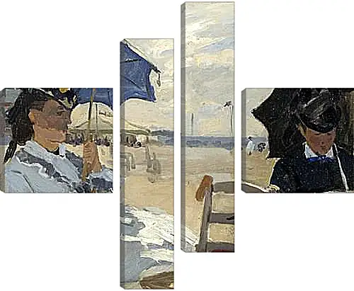 Модульная картина - The Beach at Trouville. Клод Моне