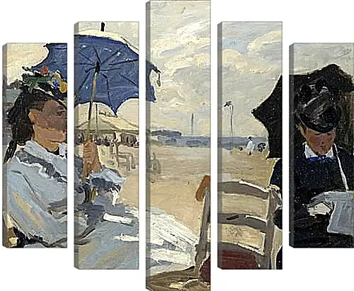 Модульная картина - The Beach at Trouville. Клод Моне