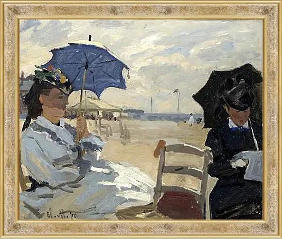 Картина в раме - The Beach at Trouville. Клод Моне