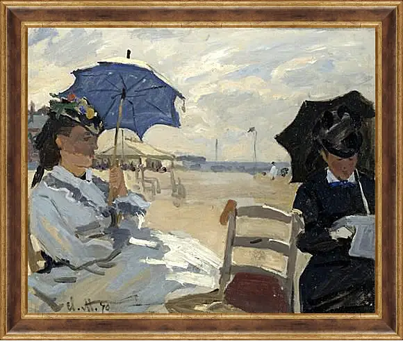 Картина в раме - The Beach at Trouville. Клод Моне