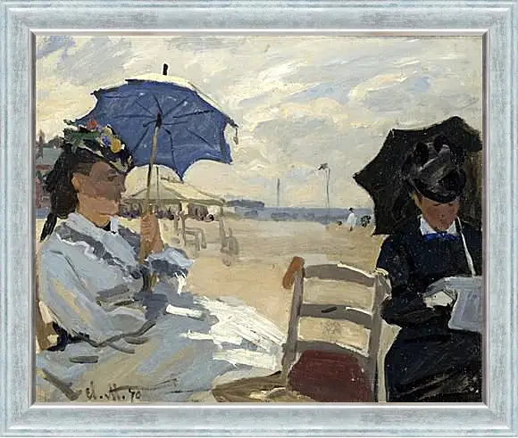 Картина в раме - The Beach at Trouville. Клод Моне