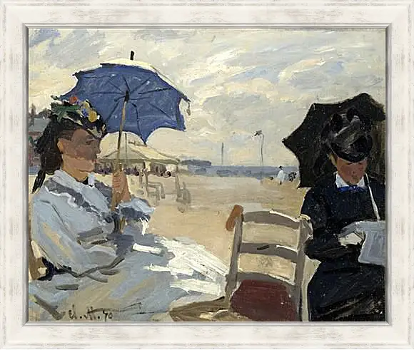 Картина в раме - The Beach at Trouville. Клод Моне