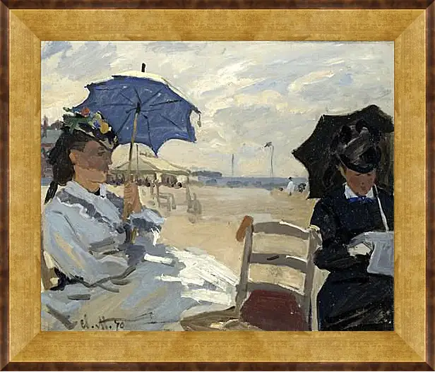 Картина в раме - The Beach at Trouville. Клод Моне