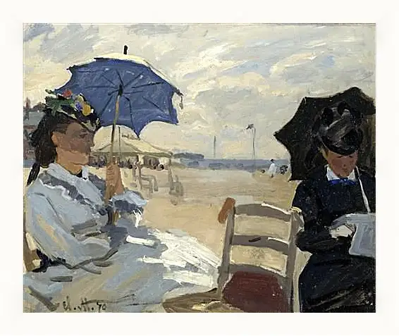 Картина в раме - The Beach at Trouville. Клод Моне