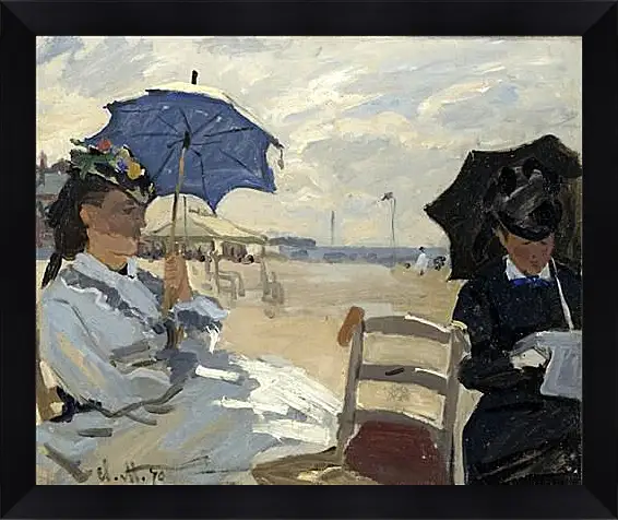 Картина в раме - The Beach at Trouville. Клод Моне