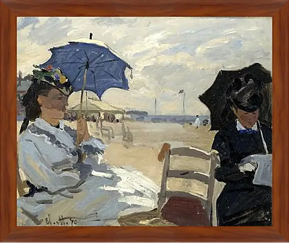 Картина в раме - The Beach at Trouville. Клод Моне