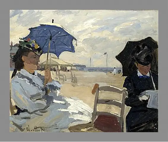 Картина в раме - The Beach at Trouville. Клод Моне