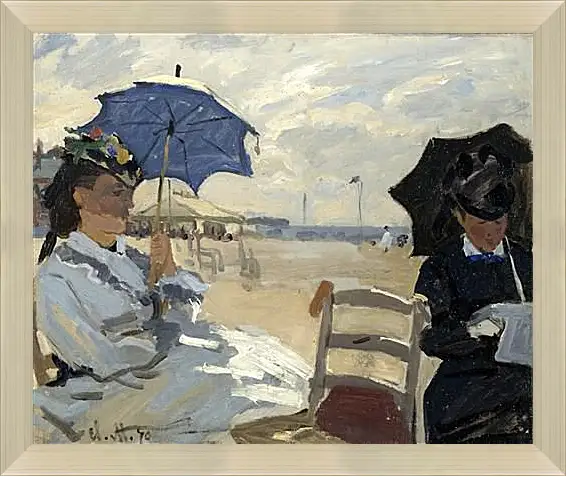 Картина в раме - The Beach at Trouville. Клод Моне