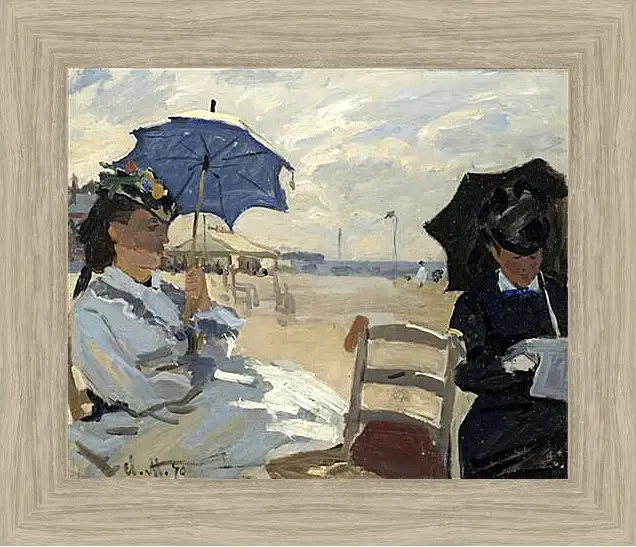 Картина в раме - The Beach at Trouville. Клод Моне