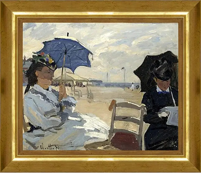 Картина в раме - The Beach at Trouville. Клод Моне