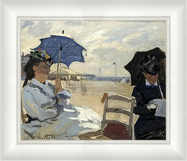 Картина в раме - The Beach at Trouville. Клод Моне