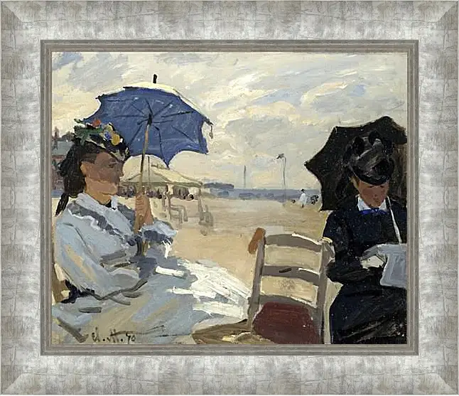 Картина в раме - The Beach at Trouville. Клод Моне