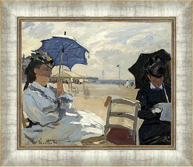 Картина в раме - The Beach at Trouville. Клод Моне