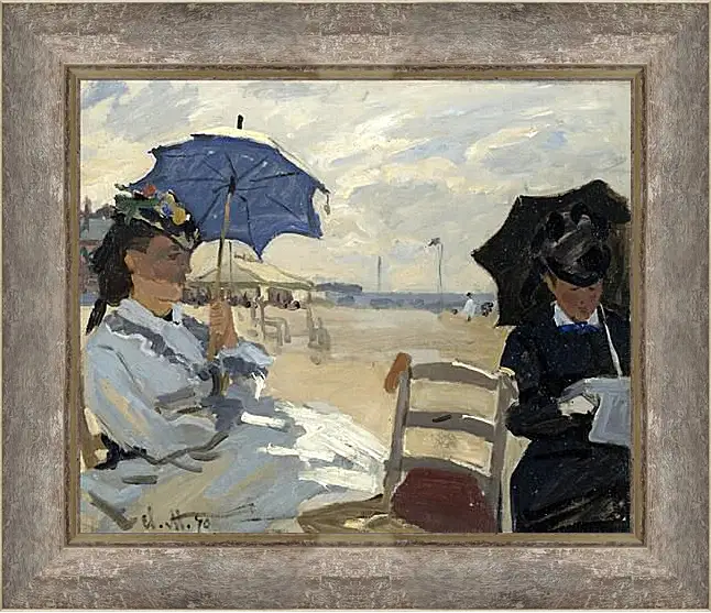 Картина в раме - The Beach at Trouville. Клод Моне