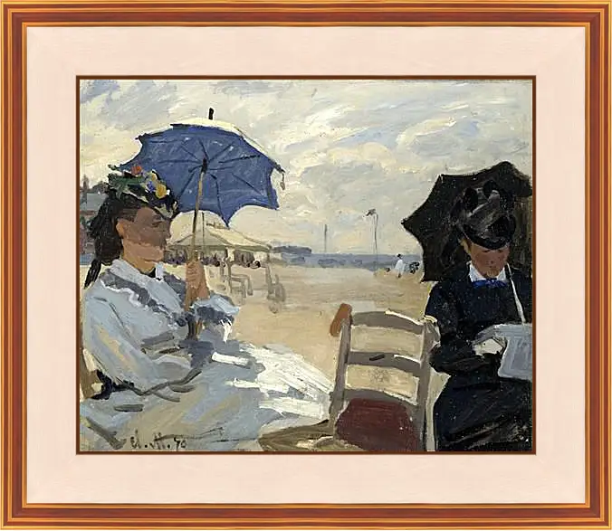 Картина в раме - The Beach at Trouville. Клод Моне