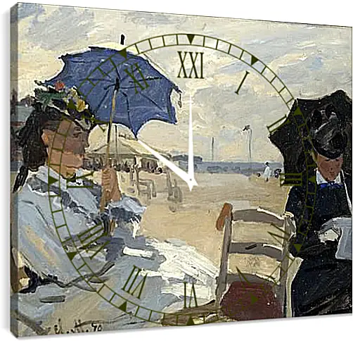 Часы картина - The Beach at Trouville. Клод Моне