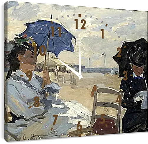 Часы картина - The Beach at Trouville. Клод Моне